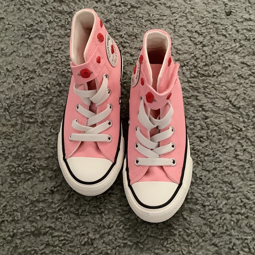Converse Kids Pink High-Top Canvas Sneakers with White Soles
